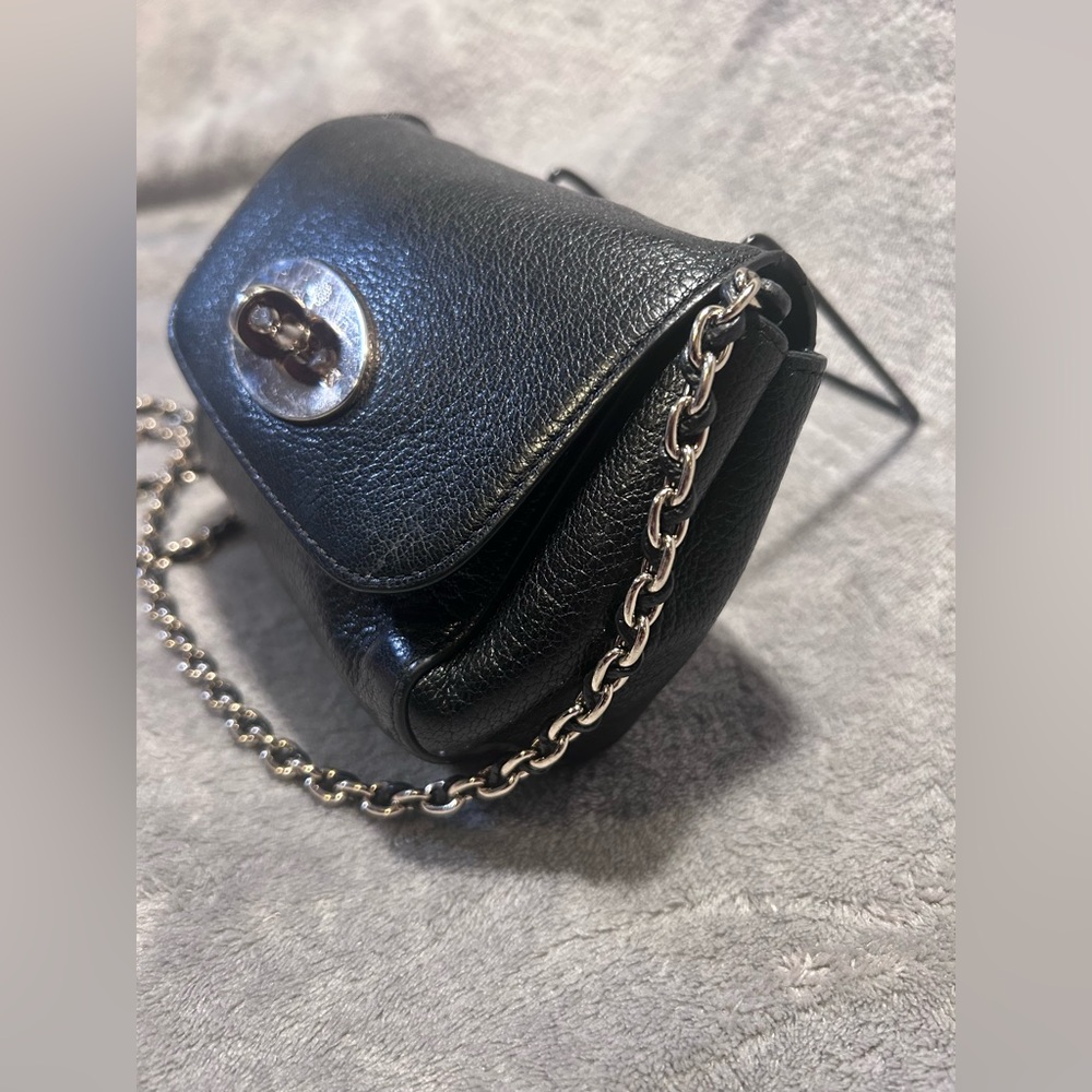 Mulberry Mini Lily Black Pebbled Leather Crossbody on Chain - Picture 5 of 12